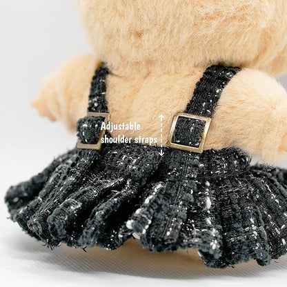 Doll Clothes for 17cm Dolls, Premium Handmade with Luxury Chic Style Set 3 Piece Set Including a Dress, Black Bag and Bow, High-End Dolls Accessories for Play & Display for Play & Display