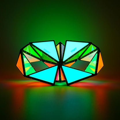 TOSY Magnet Pyramid Glow - 1 Cube Transforms into 1 Billion Shapes, 12 Pieces, 243 Rare Earth Magnets, Glowing, Holographic Design Magnet Tiles Creative Puzzle STEM/STEAM Toy, 2-Pack