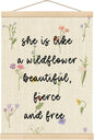 Boat Wades Wildflower Art Wooden Poster Hangers 12x16 Inch,Flower Floral Poster Hanger Frame,Wildflower Party Decorations,She Is Like A Wildflower Beautiful Fierce And Free Wall Art Hanging Decor
