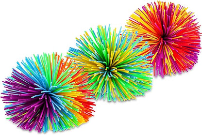 Leinuosen 12 Pieces Monkey Stringy Balls Sensory Stringy Ball Soft Rainbow Pom Bouncy Stress Bags Stuffers Party Favors Birthday Gifts, Multicolor (2.75 Inch)