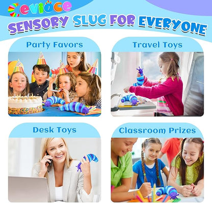 Cevioce Sensory Slug Fidget Toys,Fidget Slug Toys for Adults & Kids Party Favors,1 PC Cute Autism Sensory Toys for Autistic Children,Toddler Christmas Stocking Stuffers,Travel Toys for 1+ Year Old B