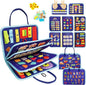 MAJAVI Busy Book for Toddlers 1-3, Montessori Toys Busy Board for 1 2 3 4 Year Old Boy Girl Birthday Gift - 5 in 1 Quiet Activity Book with Life Skills, Cognition, Sorting, Matching, Blue