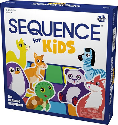SEQUENCE for Kids -- The 'No Reading Required' Strategy Game by Jax and Goliath, Multi Color, 11 inches (2-4 players) (Packaging May Vary)