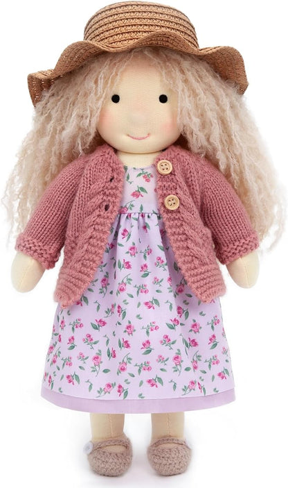 BlissfulPixie Waldorf Handmade Rag Doll - Personalized Collectors Plush for Kids Birthday Present With Beautiful Box-Darcy 12"