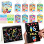 LovesTown Scratch Art Party Favors for Kids, 16 Pack Rainbow Magic Drawing Notebooks Bulk for Birthday Classroom Prizes, Kids Craft School Supplies