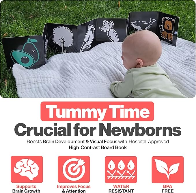 Happy Start Award-Winning High Contrast Board Book - Newborn Black & White Baby Cards, Easy to Clean, Hospital Approved, Stands on Its Own, Tummy Time Toy, Ages 0+ (Spanish)
