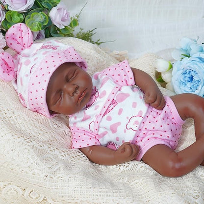 Reborn Baby Dolls Silicone Full Body 12in Weighted Real Life Closed-Eyes Girl Dolls Lifelike Newborn Baby Soft Body Flexible Limbs Not Vinyl