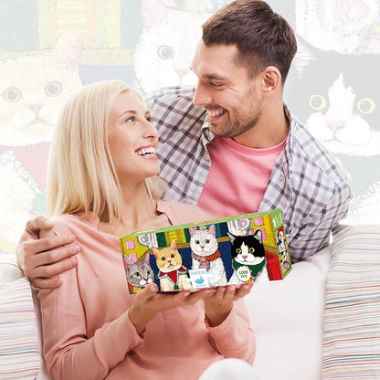 MOMIBOOK Puzzles for Adults 1000 Pieces Jigsaw Puzzles of Cat Meow Birthday Party, Painting Image Animal Difficult Challenging Hard Impossible Puzzle Unique Funny Party Christmas Birthday Gifts
