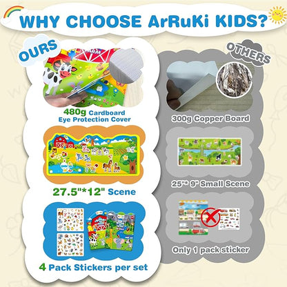 2 Sets Reusable Sticker Books for Toddlers, Jelly Sticker Activity Books, Toddler Craft Activities Toddler Travel Toys -Farm Animals, Safari