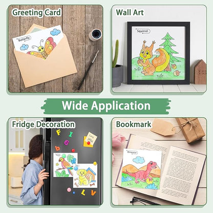 Paint with Water Coloring Books for Toddlers, Animal Theme Mess Free Watercolor Painting Papers for Kids Travel Coloring Kit with 2 Brushes Art Craft Birthday Gift