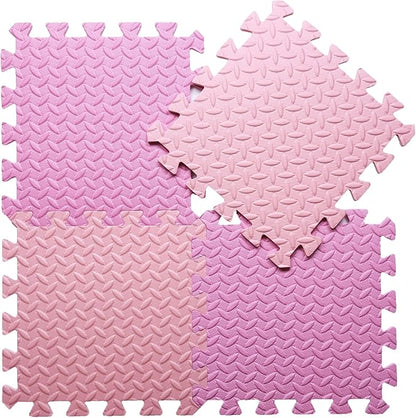 Foam Play Mat for Baby, 0.4 Inch Thick Foam Interlocking Floor Mats, Soft Non-Toxic Baby Playmat, Solid Colored Puzzle Play Mat Kids Floor Mats, 16 Tiles, Pink/Loli Pink