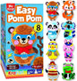 KRAFUN Easy Pom Pom Craft Kit for Kids, 8 Animal Crafts (Bear, Bunny, Panda), Felt Stickers, Instructions, Creative DIY Set for Girls and Boys, Educational Toy