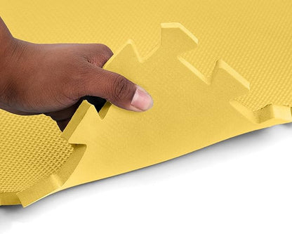 FlooringInc's 1/2" Soft Non-Toxic Baby Play Mat, Toddler Playmat, Colorful Puzzle PlayMat, Floor Mats for Kids & Babies, EVA Foam Interlocking Tiles for Nursery & Playroom | Yellow, 78 Tiles, 312 SqFt