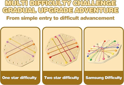 10-Piece Wooden Rope Untangling Puzzle Game–Knot Logic Board Toy for Kids & Family, Multi-Level Brain Teaser to Develop Fine Motor Skills