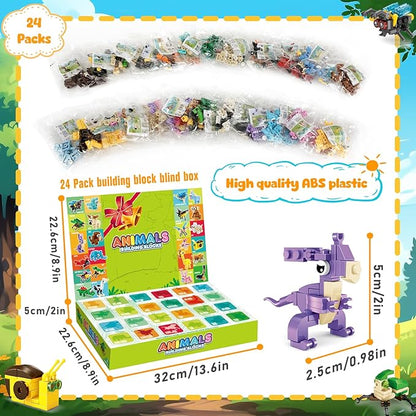 MOONTOY 48 Packs Party Favors for Kids, 3-in-1 Mini Animals Building Blocks Sets for Easter, Birthday, Goodie Bag Stuffers, Classroom Prizes for Boys Girls Ages 3-12