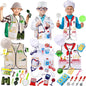 3 Sets Kids Dress up and Role Play Clothes, Boys Girls Dress up Clothes Costumes, Doctor, Chef, Explorer Vest for Kids Children Pretend Role Accessories