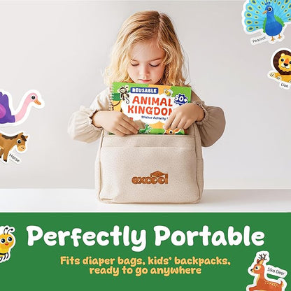 Excool Club 10 Pages Reusable Jelly Stickers for Toddlers - Waterproof Reusable Sticker Book for Kids, Easy to Clean Removable Animal Stickers for Kids, Sticker Books for Toddlers