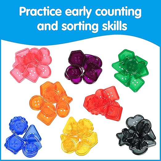 edxeducation Transparent Large Buttons | Mini Jar | Light Table Accessories | For Ages 18m+ | Sensory and Fine Motor Skill Development