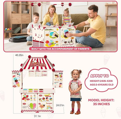 21 Pcs Toddler Hamburger Play Set, Pretend Play Cart Stall, Food Toys,with hot Dogs, Egg tarts, and Chicken Wings, for Children