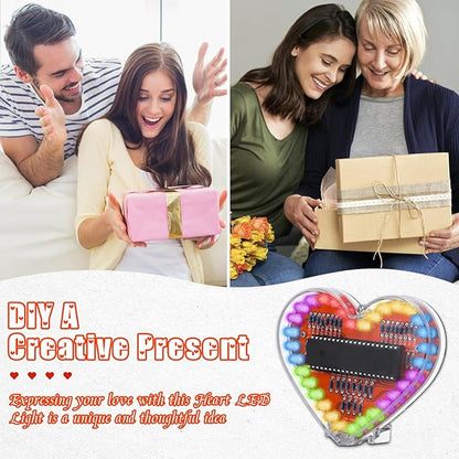 Soldering Practice Kit, ICSTATION Heart Shaped LED Light Soldering Project RGB LED DIY Electronic Kit for Beginners Diyers Student STEM Education and Father's Day Present