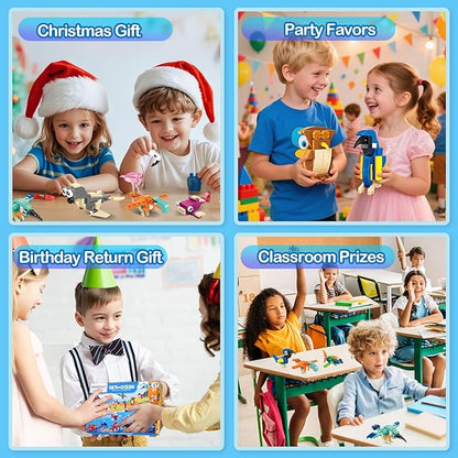 24 Pack Party Favors for Kids, Ocean Animals Building Block Sets, Small Building Bricks Toy for Goodie Bags Stuffer Classroom Prizes, Christmas Birthday Gift for Boys Girls Ages 6-12
