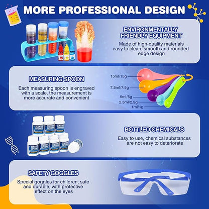 Science Kit for Kids,80 Science Lab Experiments,Scientist Costume Role Play STEM Educational Learning Scientific Tools,Birthday Gifts and Toys for 6 7 8 9 Years Old Boys Girls Kids