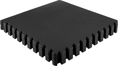 EVA Foam Mat Tiles 6-Pack - 24 SQ FT of Interlocking Padding for Garage, Playroom, or Gym Flooring - Exercise Mat or Baby Playmat by Stalwart (Black)