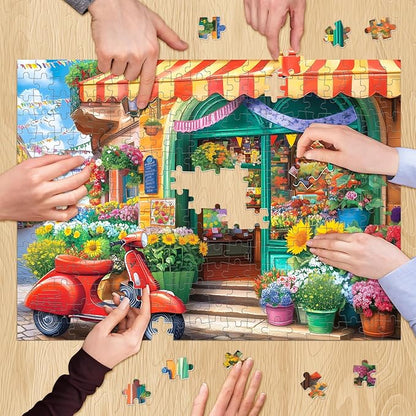 500 Piece Puzzles for Adult, Flower Shop Jigsaw Puzzles 500 Pieces for Adults Kids Senior, Motorcycle Adult Puzzle, Challenging Family Fun Puzzle Activity Game Gift for Friend 20.5 X 15 in