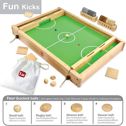 Big Flick n Kick: Wooden Multi Tabletop Indoor Portable Board Games for Kids and Family