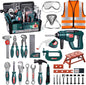 Deejoy Tool Set with Tool Box & Electronic Toy Drill, Pretend Play Kids Construction Kits for Kids Ages 3-5 Years Old, Toddler Boy Toys (Green)