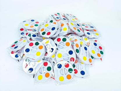 Color Swell Bulk Watercolors Round Paint Pack with Brushes - 50 Sets with 5 Washable Colors Each - Great for Kids, Classrooms, Parties, Students, Donations, Party Favors, All Ages