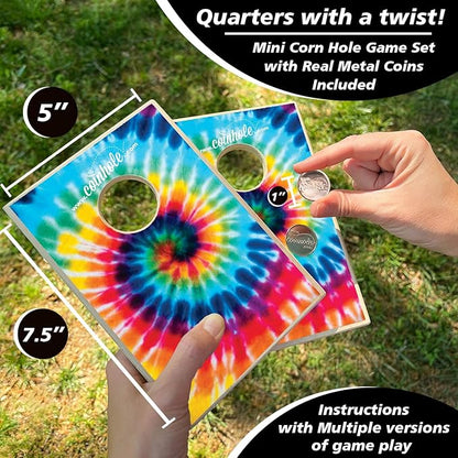 Coinhole Desktop Coin Bouncing Party Game Set | Tabletop Cornhole Board Game | Small Cornhole Travel Game Includes Coins