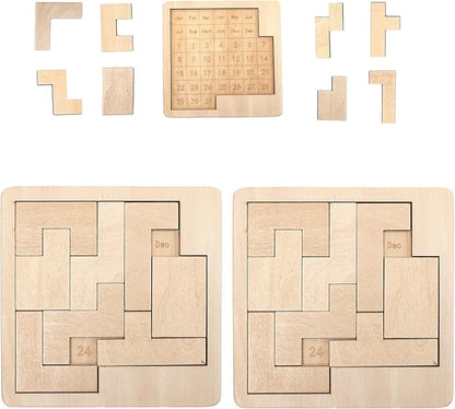 Daily Calendar Puzzle for Adults,A Puzzle to Challenge 365+ Date,Office Logic Wooden Puzzles (2 Pack)