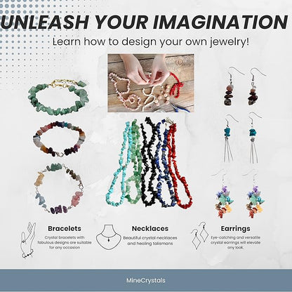 MineCrystals Jewelry Making Kit DIY Natural Crystal Chip Stones Beads Tools kit Jewelry Wires Findings Supplies Instruction Guide Gift Box for Adult Teens Craft Bracelet Earring Necklace