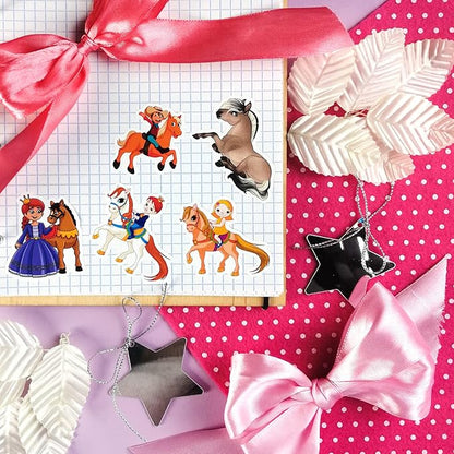 BulbaCraft 100Pcs Horse Stickers, Vinyl Horse Decals for Girls, Pony Party Favors, Gifts for Women & Men