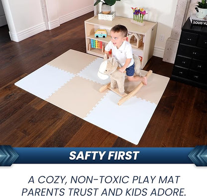 FlooringInc's Rainbow & Natural Harmony Playmat - Kid Safe Foam Floor Tiles with Removable Edges - 2'x2', 1/2" Thick (Earthy, 24 Tile Pack)