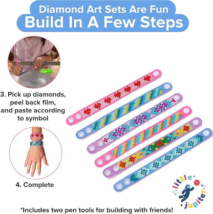 Little Jupiter Diamond Art Bracelet Kit (3pack -6pc ea) - Bracelet Making Kit for Girls - Diamond Art Kits for Kids - Kids Diamond Art