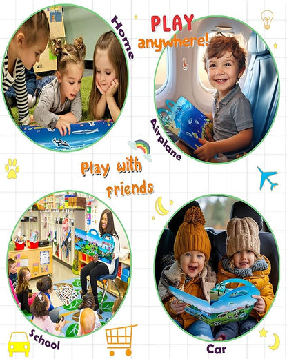 2pack Reusable Sticker Books for Kids 2-4,Vehicle Cars & Animals 3D Jelly Stickers Activity Busy Book for Toddlers Boys Girls Road Trip Airplane Train Car Travel Essentials Toy - 112pcs Stickers