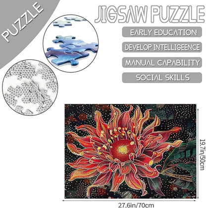 1000 Piece Jigsaw Puzzles for Adults Dahlia Flower Painting Jigsaw Puzzle Floral Patrern 1000 Pieces Puzzles for Challenging Family Activity Game Happy Musical Art Wall Decor DIY Puzzle Gifts