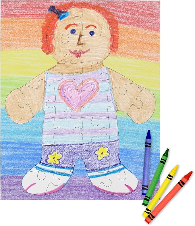 Hygloss 8 Blank Person-Shaped Puzzles with Envelopes – 8.5 x 10.5 Inches – Ideal for All-About-Me Activities – Write, Draw, and Decorate – 26 Pieces Each