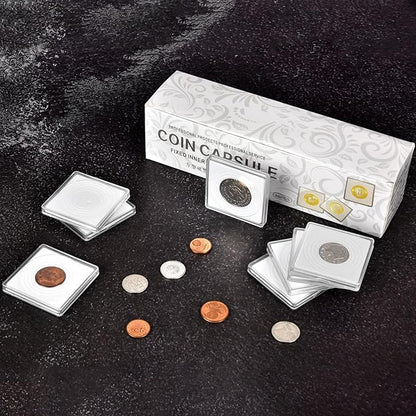 Coin Snap Holders, 20 Pieces Silver Dollar Coin Holder, Coin Capsule Storage Box with 5 Size (20/25/30/35/40 mm) Adjustable Gaskets, Coins Collection Supplies for Collectors-(White, 20 pcs)