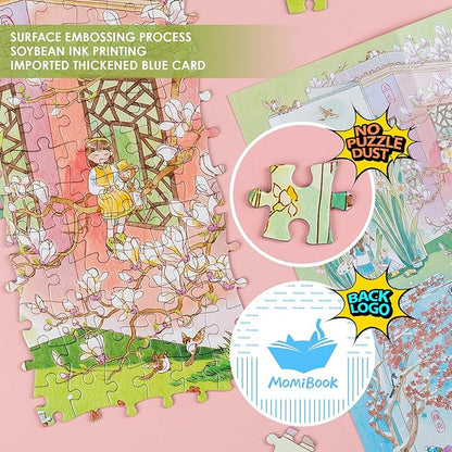 MOMIBOOK 1000 Piece Puzzle for Adults Jigsaw Puzzles of Flower Calendar, Photosensitive Discoloration Painting Image Four Seasons Challenging Impossible Puzzle Unique Party Christmas Birthday Gifts