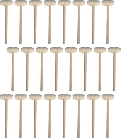 24 Pieces Mini Wooden Hammers Natural Wood Mallets Gavel Toy for Kids