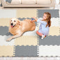 VEVOR 16-Tile Kids Play Mat, 0.4" EVA Foam, 12" x 12" Puzzle Mat, Interlocking Mats for Play Room, Nursery, Living Room, Camel, Gray, Beige
