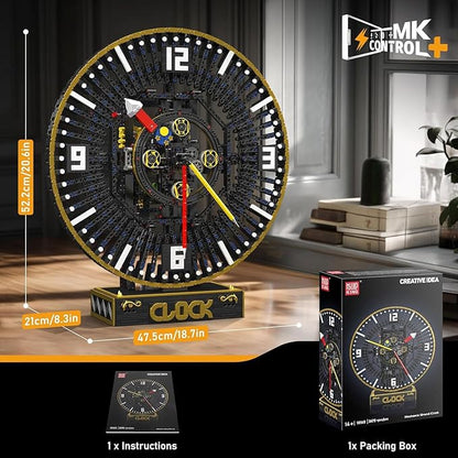 Mould King 10160 Mechanic Grand Clock Building Set, APP Control Real-time Mechanical Gear Rotation, DIY Electric Building Block Clock for Age 14+/Adults Collections Enthusiasts(3675+ PCS)