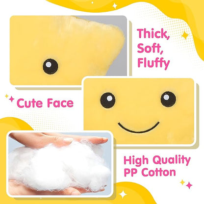 WEWILL 13'' Creative Twinkle Star Glowing LED Night Light Plush Pillows Stuffed Animals Toys Birthday Christmas Holiday Valentines Gifts for Toddlers Girls(Yellow)