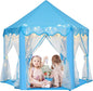 Monobeach Princess Castle Playhouse for Girls - Large Kids Tent with Star Lights for Indoor & Outdoor Play, 55'' x 53'' (DxH) (Blue Princess Tent with Little Star Lights)