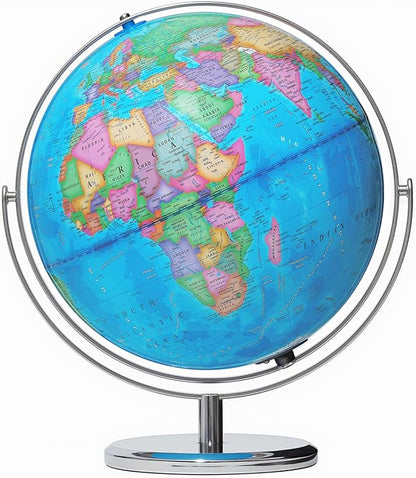 13" Illuminated Globes, 720° Spinning Globe with Touch Switch & Light Up Without Charging & 3 LED Lighting Modes for Classroom Education & Bedroom Decor, Inspire Geography Interest