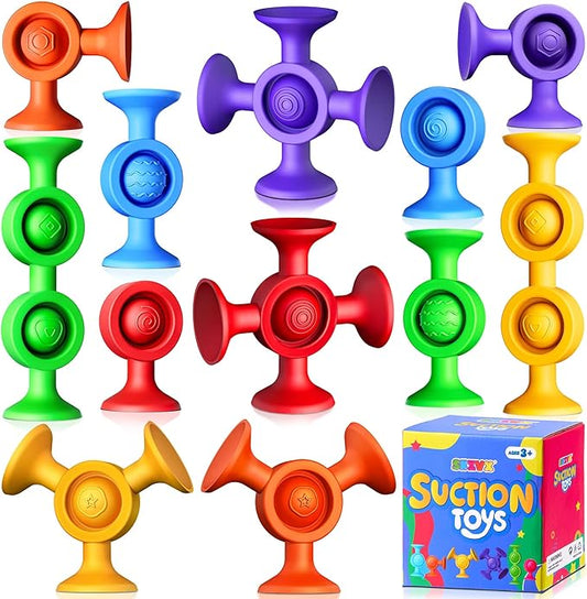 Baby Bath Toys Suction Toy - Toddler Bath Toys for Kids Ages 3+ Suction Cup Toys Sensory Fidget Toys Mold Free Bathtub Toys Window Airplane Travel Toys Christmas Stocking Stuffers for Boy Girl Gifts