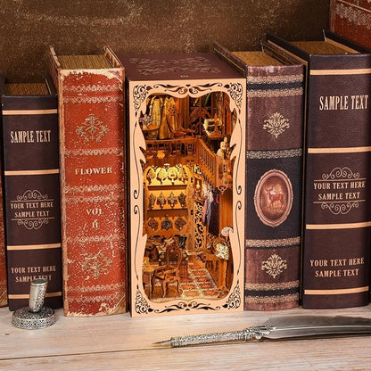 Book Nook Kit, DIY Miniature Dollhouse Booknook Kit, 3D Wooden Puzzle Bookend Bookshelf Insert Decor with LED Light for Teens and Adults (Duchess's Cloakroom)